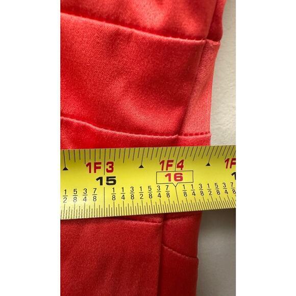 Bisou Bisou y2k Spaghetti Strap Red Coral Satin Bustier Party Dress Size 14 - Picture 10 of 13
